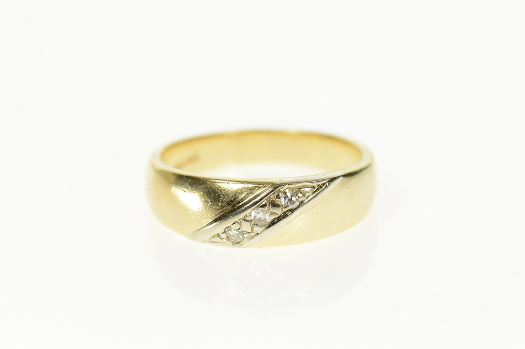 14K Classic Diamond Simple Wedding Band Ring Size 6.25 Yellow Gold