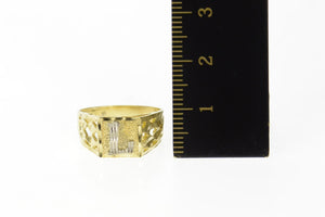 10K L Squared Monogram Initial Letter Name Ring Size 6 Yellow Gold