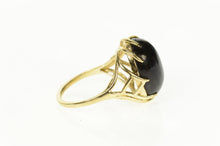 Load image into Gallery viewer, 14K Retro Black Wood Ornate Cocktail Statement Ring Size 8 Yellow Gold