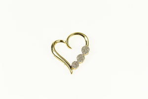 10K Flower Diamond Cluster Heart Love Symbol Pendant Yellow Gold