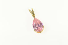 Load image into Gallery viewer, 14K Pear Pink Cubic Zirconia Solitaire Statement Pendant Yellow Gold