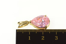 Load image into Gallery viewer, 14K Pear Pink Cubic Zirconia Solitaire Statement Pendant Yellow Gold