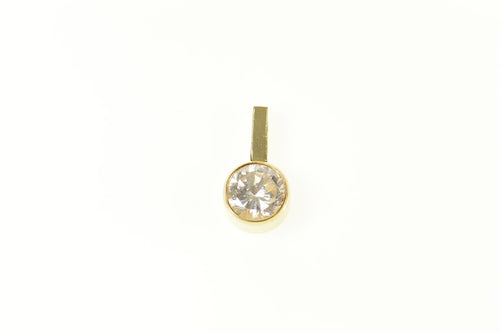 14K Round Solitaire Classic Simple Cubic Zirconia Pendant Yellow Gold