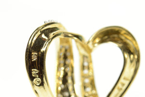 14K Pave Diamond Encrusted Heart Loop Pendant Yellow Gold
