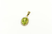 Load image into Gallery viewer, 14K Oval Peridot Diamond Halo Statement Pendant Yellow Gold