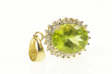 Load image into Gallery viewer, 14K Oval Peridot Diamond Halo Statement Pendant Yellow Gold