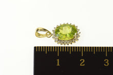 Load image into Gallery viewer, 14K Oval Peridot Diamond Halo Statement Pendant Yellow Gold