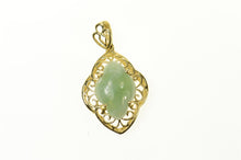 Load image into Gallery viewer, 14K Jadeite Ornate Filigree Trim Statement Pendant Yellow Gold