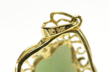 Load image into Gallery viewer, 14K Jadeite Ornate Filigree Trim Statement Pendant Yellow Gold