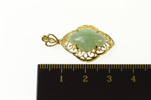 Load image into Gallery viewer, 14K Jadeite Ornate Filigree Trim Statement Pendant Yellow Gold