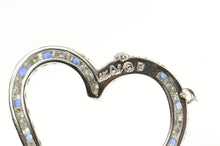 Load image into Gallery viewer, 14K Sapphire Diamond Encrusted Heart Pendant White Gold