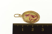 Load image into Gallery viewer, 14K Painted Ceramic Virgin Mother Mary Charm/Pendant Yellow Gold