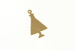 14K Enamel Christmas Holiday Tree Retro Charm/Pendant Yellow Gold