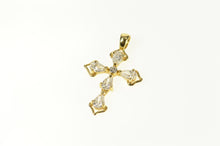 Load image into Gallery viewer, 14K Peat White Topaz Diamond Accent Christian Pendant Yellow Gold