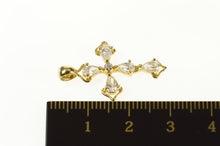 Load image into Gallery viewer, 14K Peat White Topaz Diamond Accent Christian Pendant Yellow Gold