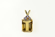 Load image into Gallery viewer, 14K Emerald Cut Syn. Citrine Tanzanite Cluster Pendant Yellow Gold
