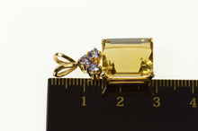 Load image into Gallery viewer, 14K Emerald Cut Syn. Citrine Tanzanite Cluster Pendant Yellow Gold