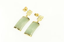 Load image into Gallery viewer, 14K Jadeite Dangle Chinese Happiness Symbol Earrings Yellow Gold