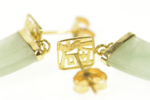 Load image into Gallery viewer, 14K Jadeite Dangle Chinese Happiness Symbol Earrings Yellow Gold