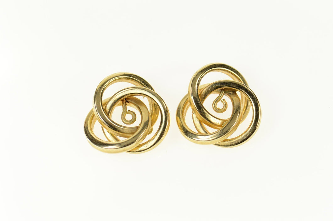 14K Retro Twist Circle Stud Enhancer Earring Jackets Yellow Gold