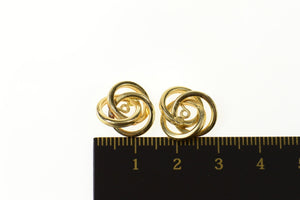 14K Retro Twist Circle Stud Enhancer Earring Jackets Yellow Gold
