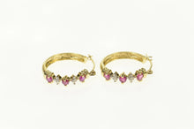 Load image into Gallery viewer, 10K Ruby Diamond Classic Hoom Statement Earrings Yellow Gold
