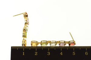 14K Dangle Amethyst Topaz Citrine Garnet Peridot Earrings Yellow Gold