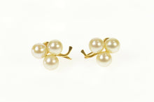 Load image into Gallery viewer, 14K Pearl Clover Shamrock Screw Back Earrings Yellow Gold