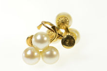 Load image into Gallery viewer, 14K Pearl Clover Shamrock Screw Back Earrings Yellow Gold
