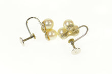 Load image into Gallery viewer, 14K Pearl Cluster Classic Retro Screw Back Earrings White Gold