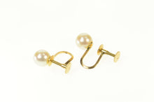 Load image into Gallery viewer, 14K Pearl Classic Retro Simple Screw Back Earrings Yellow Gold