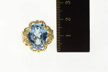 Load image into Gallery viewer, 10K Oval Blue Topaz Ornate Filigree Cocktail Ring Size 6.25 Yellow Gold