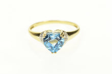 Load image into Gallery viewer, 10K Blue Topaz Heart Diamond Accent Classic Ring Size 8 Yellow Gold