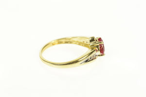 10K Heart Syn. Ruby Diamond Accent Bypass Ring Size 7 Yellow Gold