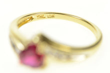 Load image into Gallery viewer, 10K Heart Syn. Ruby Diamond Accent Bypass Ring Size 7 Yellow Gold