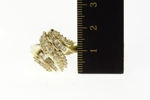 14K 1.04 Ctw Diamond Encrusted Bypass Statement Ring Size 8.5 Yellow Gold