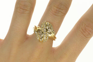 14K 1.04 Ctw Diamond Encrusted Bypass Statement Ring Size 8.5 Yellow Gold