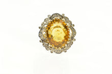 Load image into Gallery viewer, 18K 1940&#39;s 18.34 Ctw Citrine Diamond Cocktail Ring Size 8.25 Yellow Gold