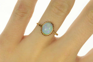 14K Victorian Natural Opal Ornate Engagement Ring Size 6.75 Yellow Gold