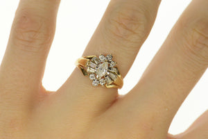 10K 0.59 Ctw Marquise Diamond Halo Engagement Ring Size 6 Yellow Gold