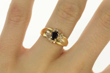 Load image into Gallery viewer, 14K Natural Sapphire Diamond Halo Engagement Ring Size 6.75 Yellow Gold