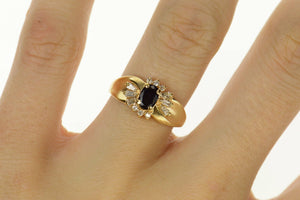 14K Natural Sapphire Diamond Halo Engagement Ring Size 6.75 Yellow Gold