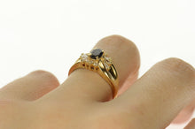 Load image into Gallery viewer, 14K Natural Sapphire Diamond Halo Engagement Ring Size 6.75 Yellow Gold