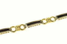 Load image into Gallery viewer, 14K Black Onyx Squared Inlay Bar Link Statement Bracelet 6.75&quot; Yellow Gold