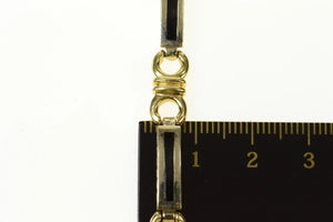 14K Black Onyx Squared Inlay Bar Link Statement Bracelet 6.75" Yellow Gold