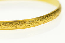 Load image into Gallery viewer, 18K Victorian Embossed Floral Statement Bangle Bracelet 7.5&quot; Yellow Gold