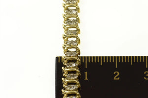 10K 1.41 Ctw Classic Diamond Encrusted Tennis Bracelet 7" Yellow Gold