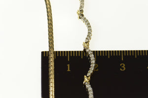 14K 0.54 Ctw Diamond Scalloped Statement Chain Necklace 16.25" Yellow Gold