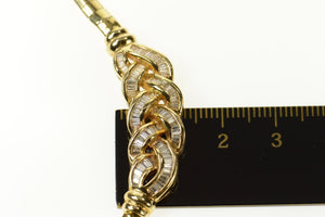 14K 1.60 Ctw Baguette Diamond Braid Omega Necklace 17.5" Yellow Gold