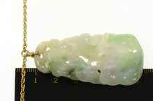 Load image into Gallery viewer, 14K Carved Floral Jade Talisman Statement Chain Necklace 22.25&quot; Yellow Gold